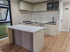 Modulinis namelis + terasa + lenktas stogas 37m²