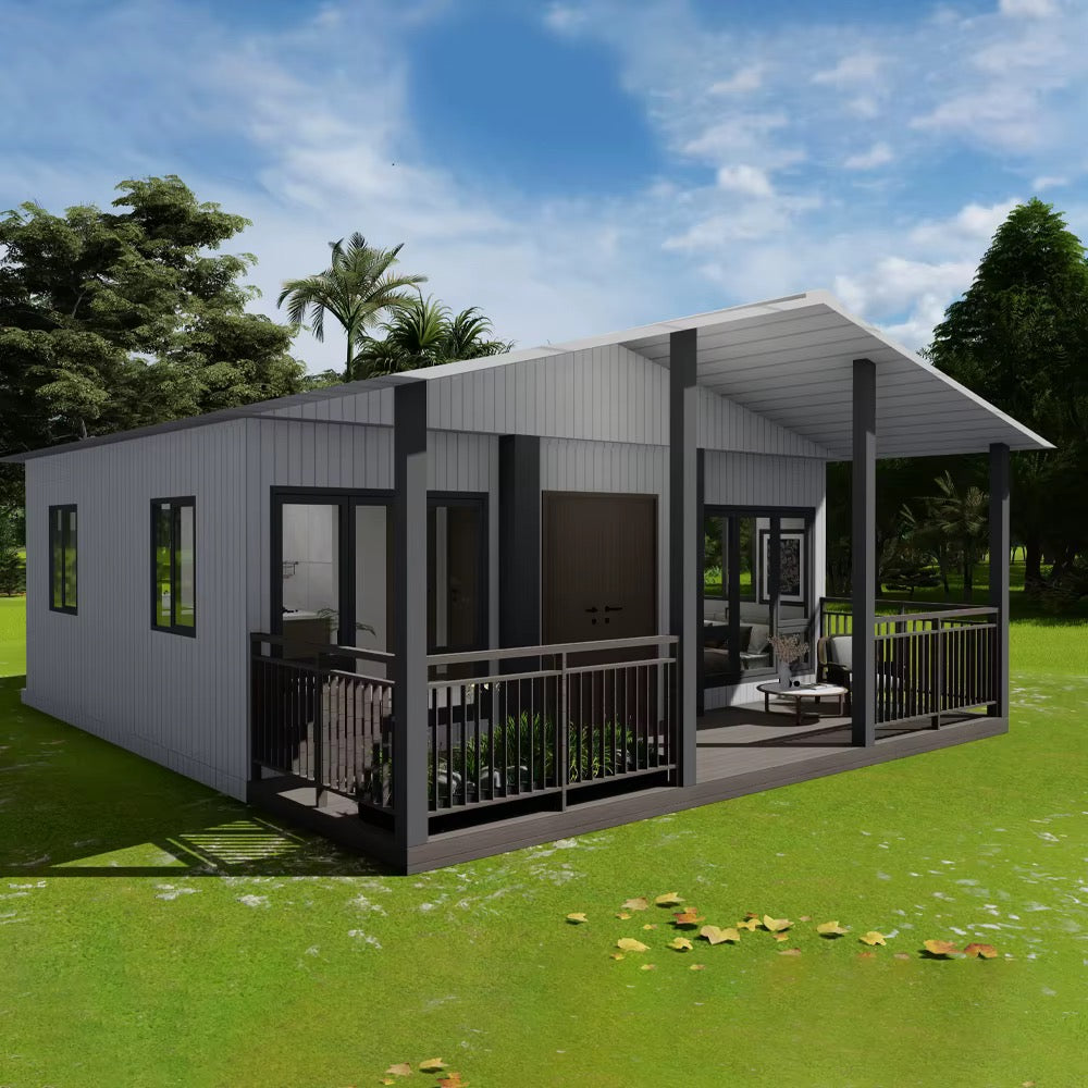 Modulinis namelis + terasa + lenktas stogas 37m²