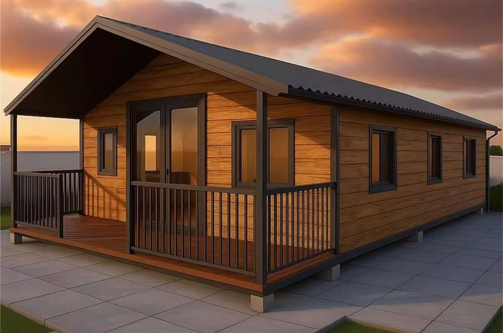 Modulinis namelis 57m² su terasa ir lenktu stogu
