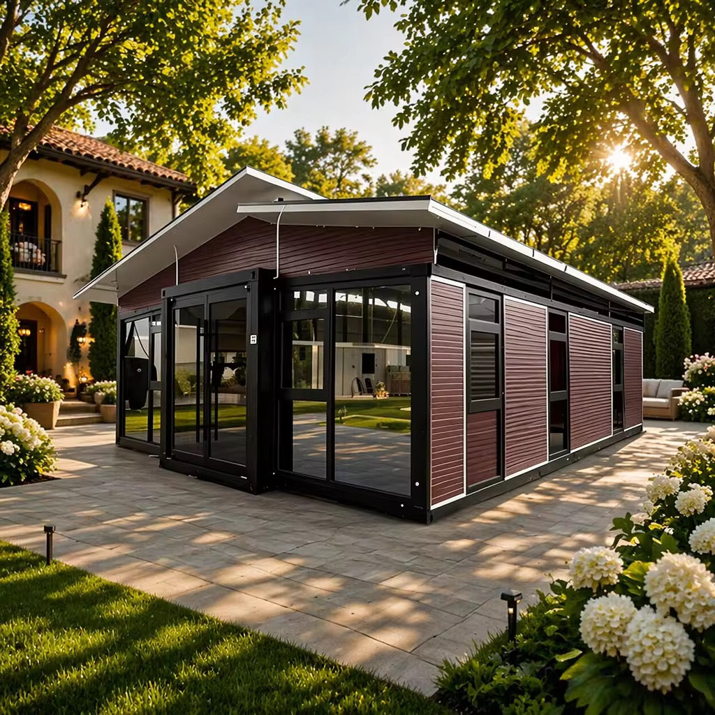 Modulinis namelis 37m² 
dvišlaitis stogas + vitrininiai langai