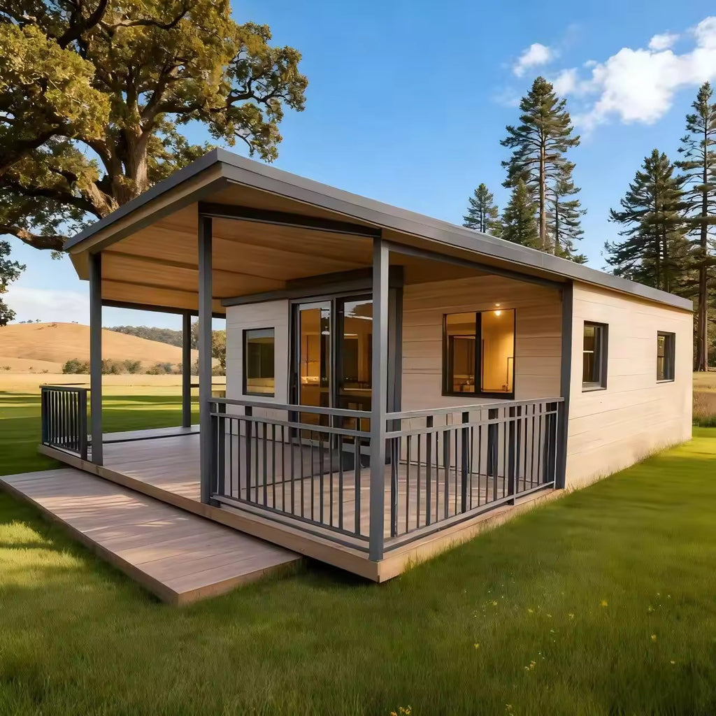 Modulinis namelis + terasa + lenktas stogas 37m²