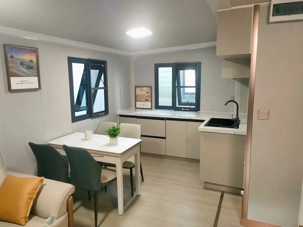 Modulinis namelis + terasa + lenktas stogas 37m²