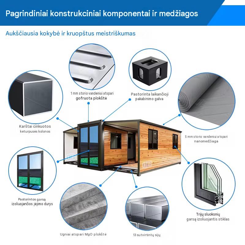 Modulinis namelis + terasa + lenktas stogas 37m²