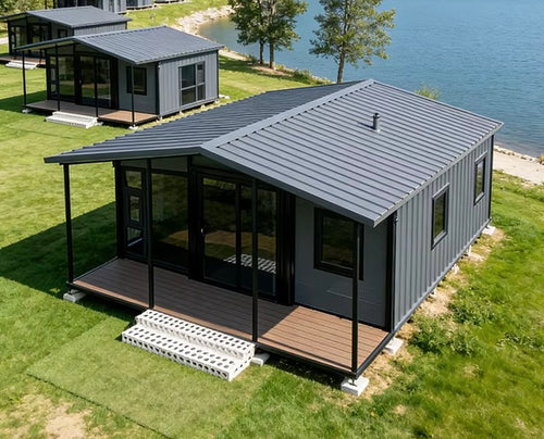 Modulinis namelis + terasa + lenktas stogas 37m²