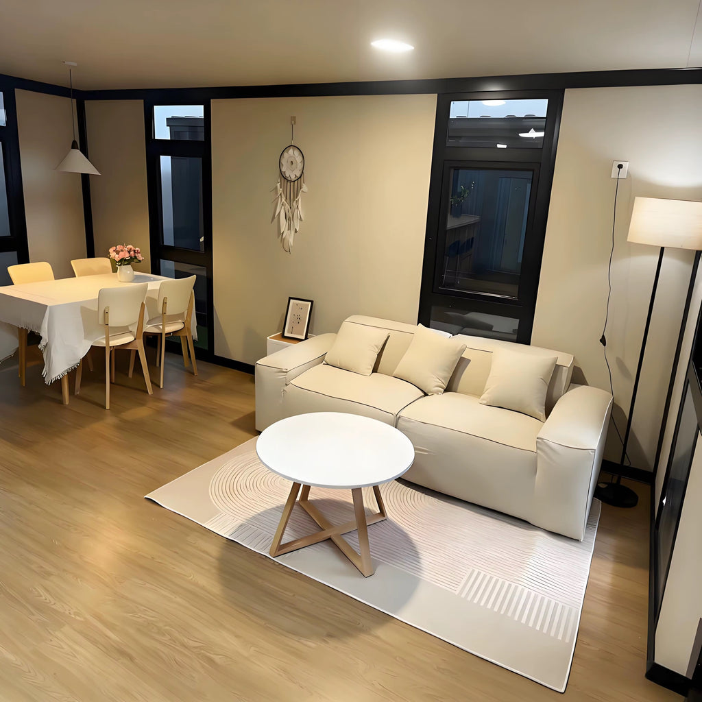 Modulinis namelis 57m² su terasa ir lenktu stogu