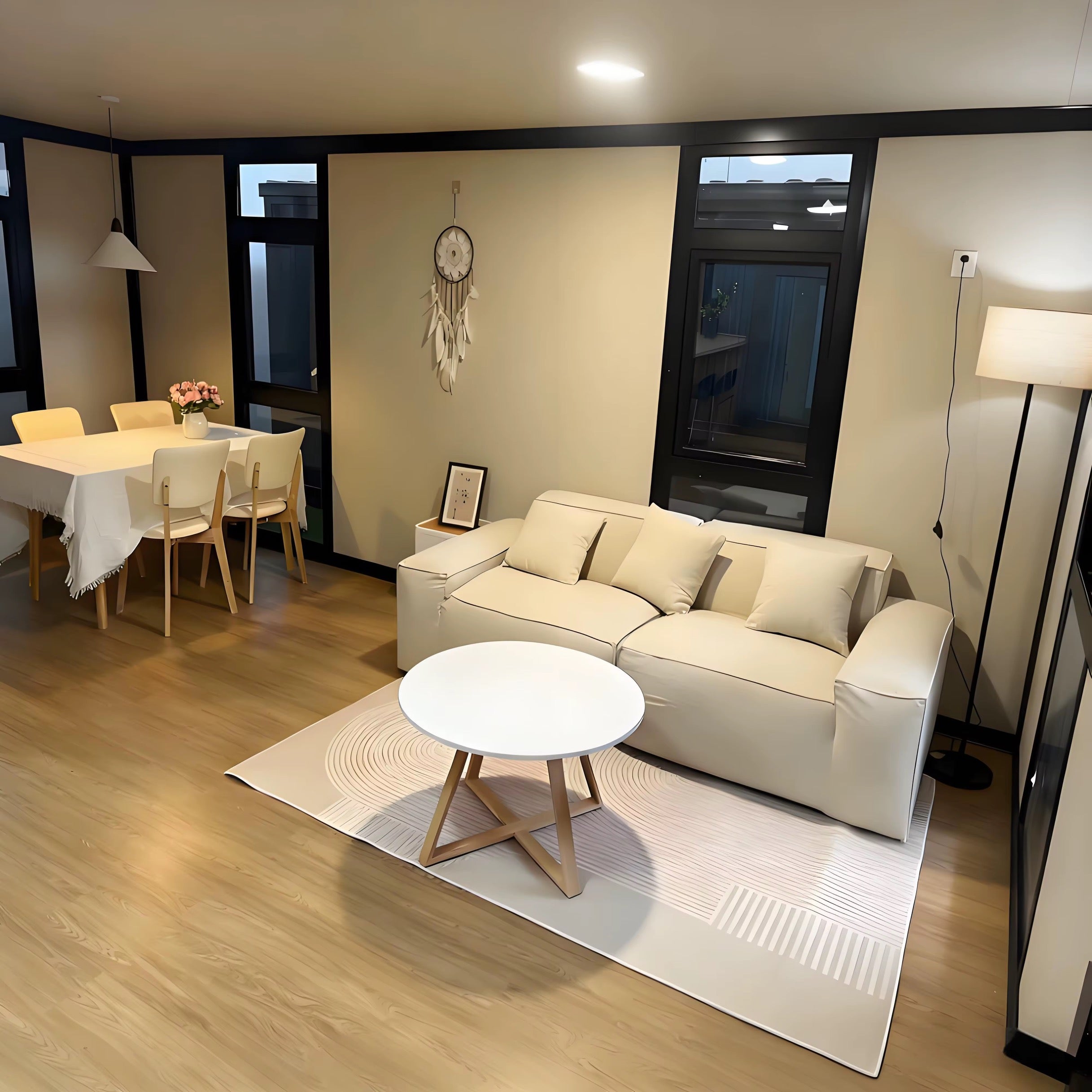 Modulinis namelis 57m² su terasa ir lenktu stogu