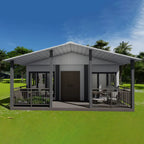 Modulinis namelis 57m² su terasa ir lenktu stogu