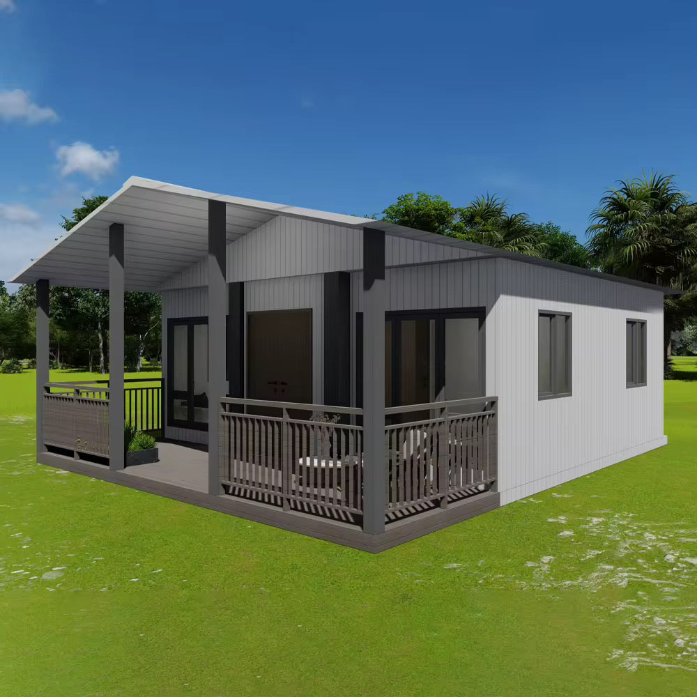 Modulinis namelis + terasa + lenktas stogas 37m²