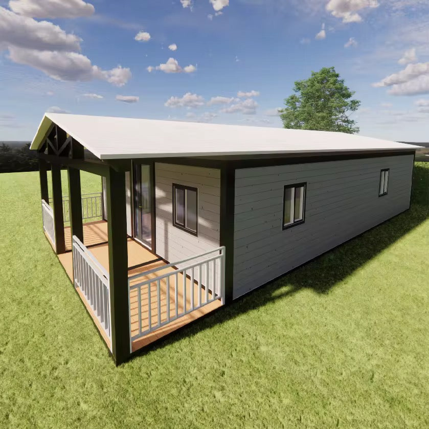 Modulinis namelis + terasa + lenktas stogas 37m²
