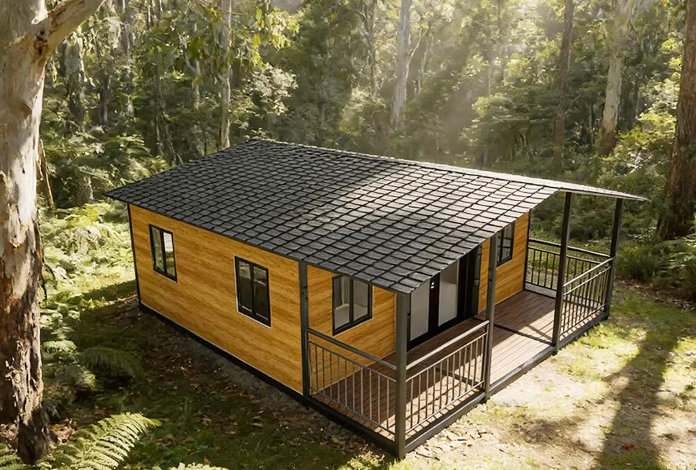 Modulinis namelis + terasa + lenktas stogas 37m²