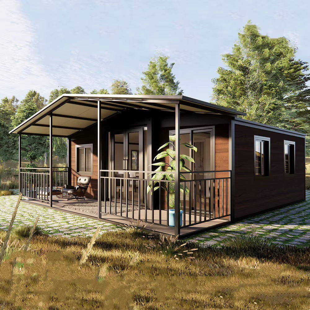 Modulinis namelis + terasa + lenktas stogas 37m²