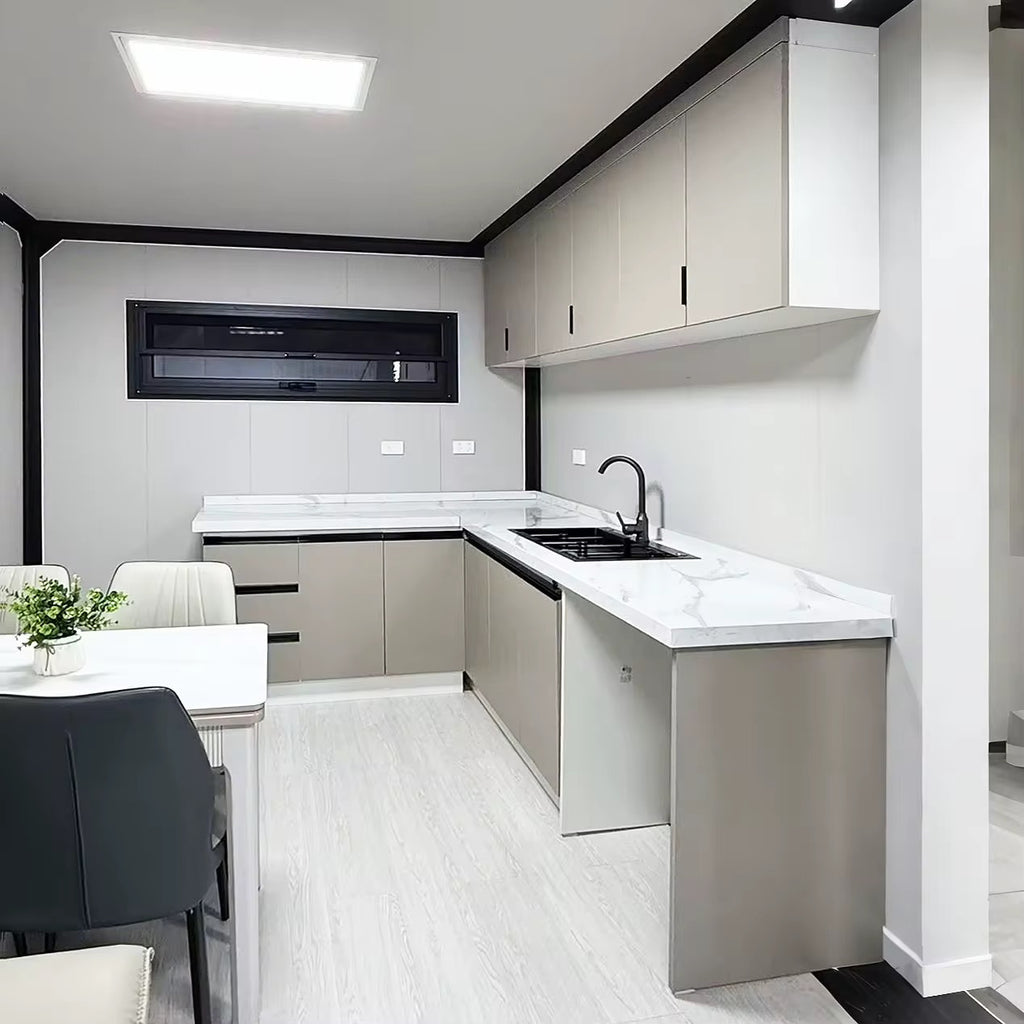 Modulinis namelis + terasa + lenktas stogas 37m²